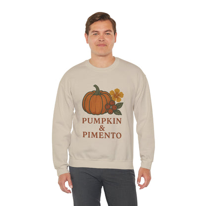 Pumpkin & Pimento Crewneck Sweatshirt, Cozy Fall Sweatshirt, Unisex Autumn Apparel, Thanksgiving Gift, Seasonal Fashion