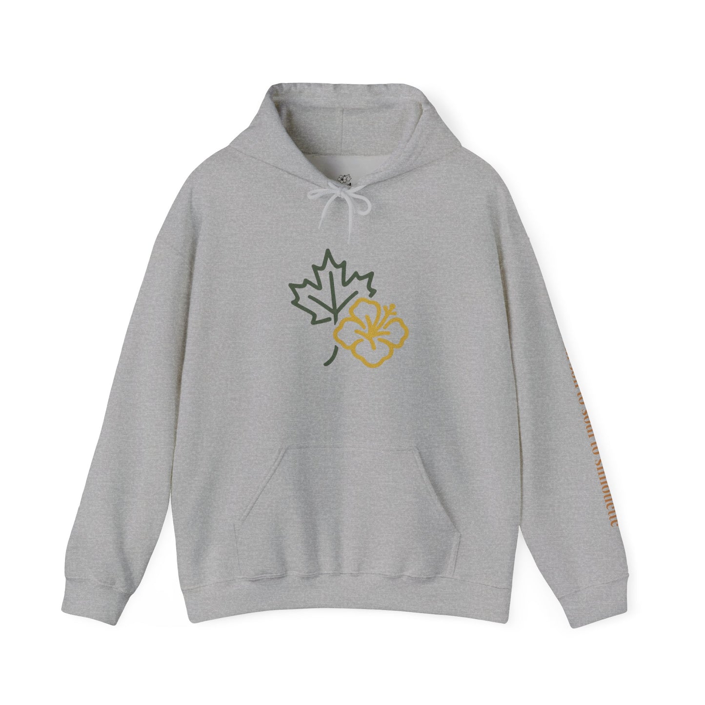 Maple Leaf & Hibiscus Hoodie, Cozy Fall Sweatshirt, Unisex Pullover for Nature Lovers, Perfect Gift for Thanksgiving, Unique Casual Wear