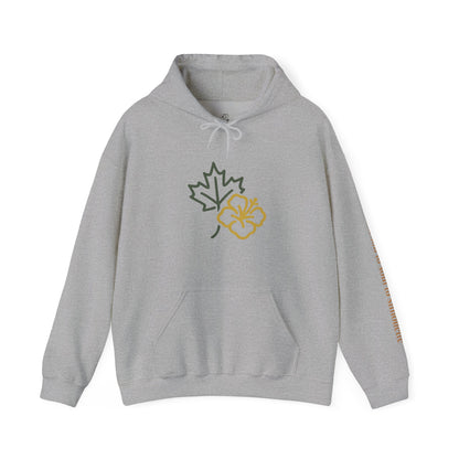 Maple Leaf & Hibiscus Hoodie, Cozy Fall Sweatshirt, Unisex Pullover for Nature Lovers, Perfect Gift for Thanksgiving, Unique Casual Wear