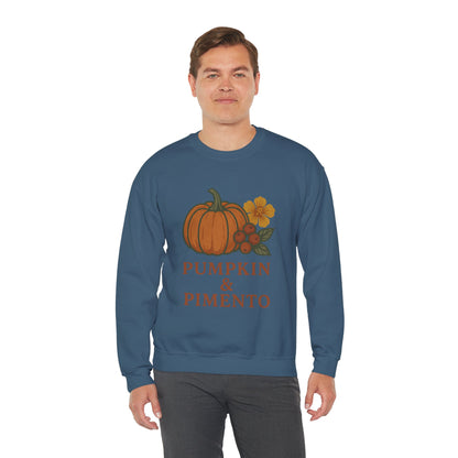 Pumpkin & Pimento Crewneck Sweatshirt, Cozy Fall Sweatshirt, Unisex Autumn Apparel, Thanksgiving Gift, Seasonal Fashion