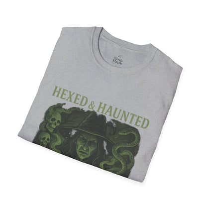 Hexed & Haunted Unisex Softstyle T-Shirt | Witchy Graphic Tee, Halloween Shirt, Spooky Apparel, Unique Gift, Casual Wear