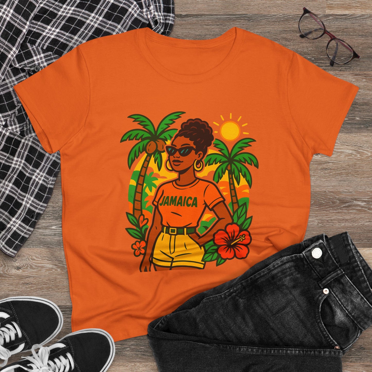 Tropical Vibes Tee, Jamaica Graphic Shirt, Summer Fashion, Vacation Wear, Beach Outfit, Gift for Her