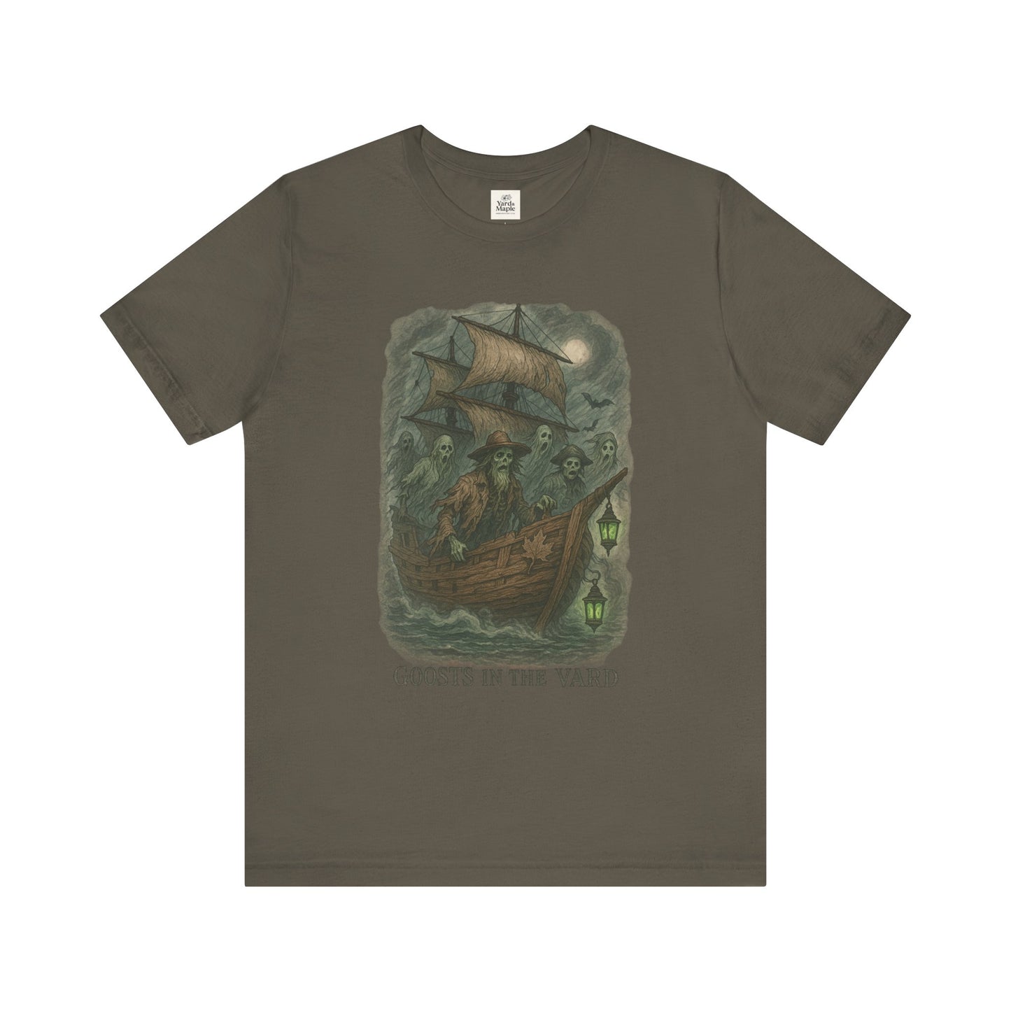 Haunted Ship Short Sleeve Tee - Spooky Halloween T-Shirt, Ghosts in the Yard Design, Unisex Shirt, Perfect for Trick or Treat, Ghost [...]