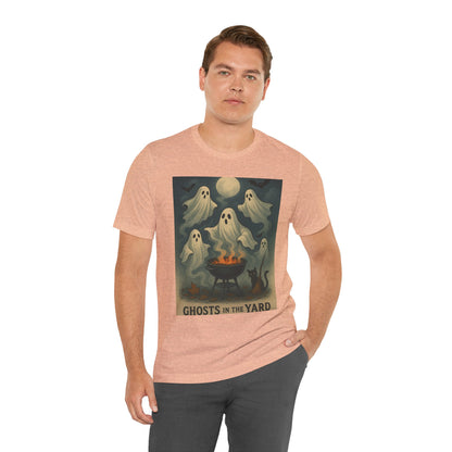 Ghosts in the Yard Tee - Spooky Unisex Short Sleeve Shirt, Halloween Shirt, Ghost Design, Casual Halloween Wear, Gift for Ghost Lovers