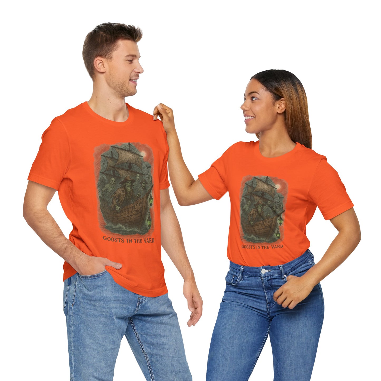 Haunted Ship Short Sleeve Tee - Spooky Halloween T-Shirt, Ghosts in the Yard Design, Unisex Shirt, Perfect for Trick or Treat, Ghost [...]