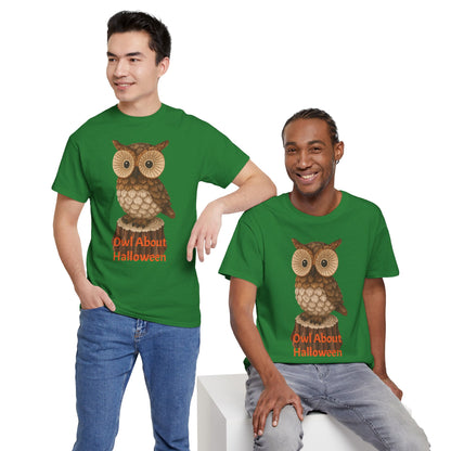Halloween Owl Tee, Perfect for Fall Celebrations, Unisex Cotton Shirt, Cute Gift for Owl Lovers, Halloween Party Apparel, Fun Autumn Wear