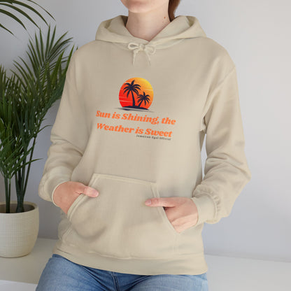 Sunshine Vibes Hoodie: Unisex Heavy Blend Sweatshirt with Tropical Design, Perfect for Summer, Beach Days, Casual Wear, Gifts