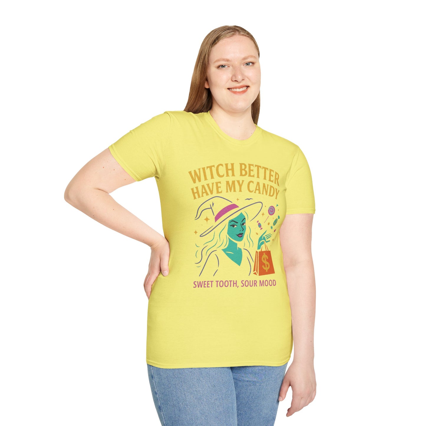 Witchy Candy T-Shirt, Halloween Apparel, Funny Halloween Shirt, Unisex Graphic Tee, Sweet Tooth Gift, Witch Costume Top