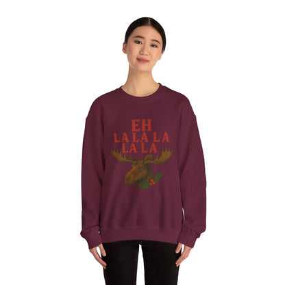 Festive Moose Sweatshirt with 'Eh La La La La La' Design, Cozy Holiday Apparel, Perfect for Christmas, Winter Parties, Gift Idea
