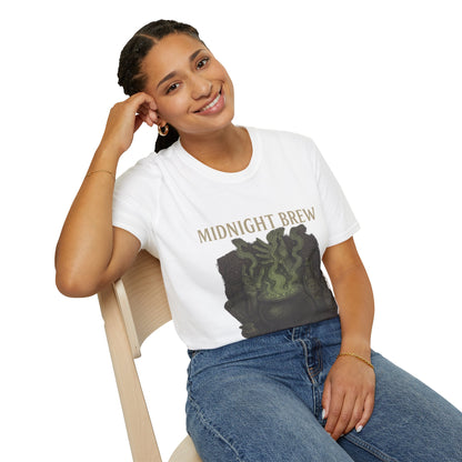 Midnight Brew Unisex T-Shirt, Witchy Tee, Halloween Apparel, Casual Wear, Fun Gift, Cozy Essentials
