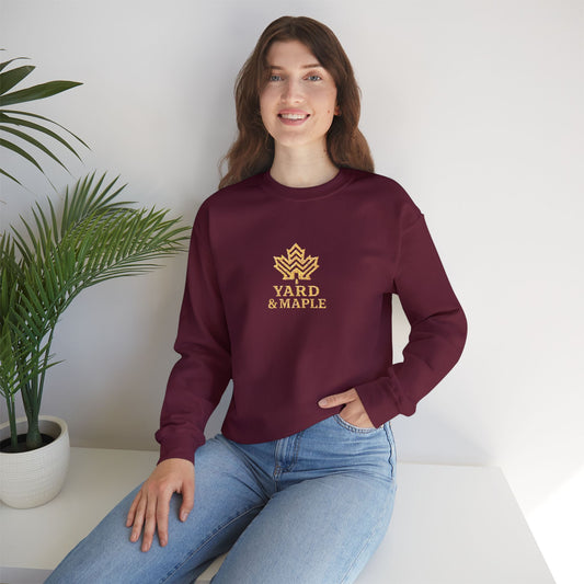 Cozy Unisex Crewneck Sweatshirt with Embroidered Leaf Design, Perfect for Fall, Thanksgiving, Casual Outings, Friends and Family Gatherings, Gifts