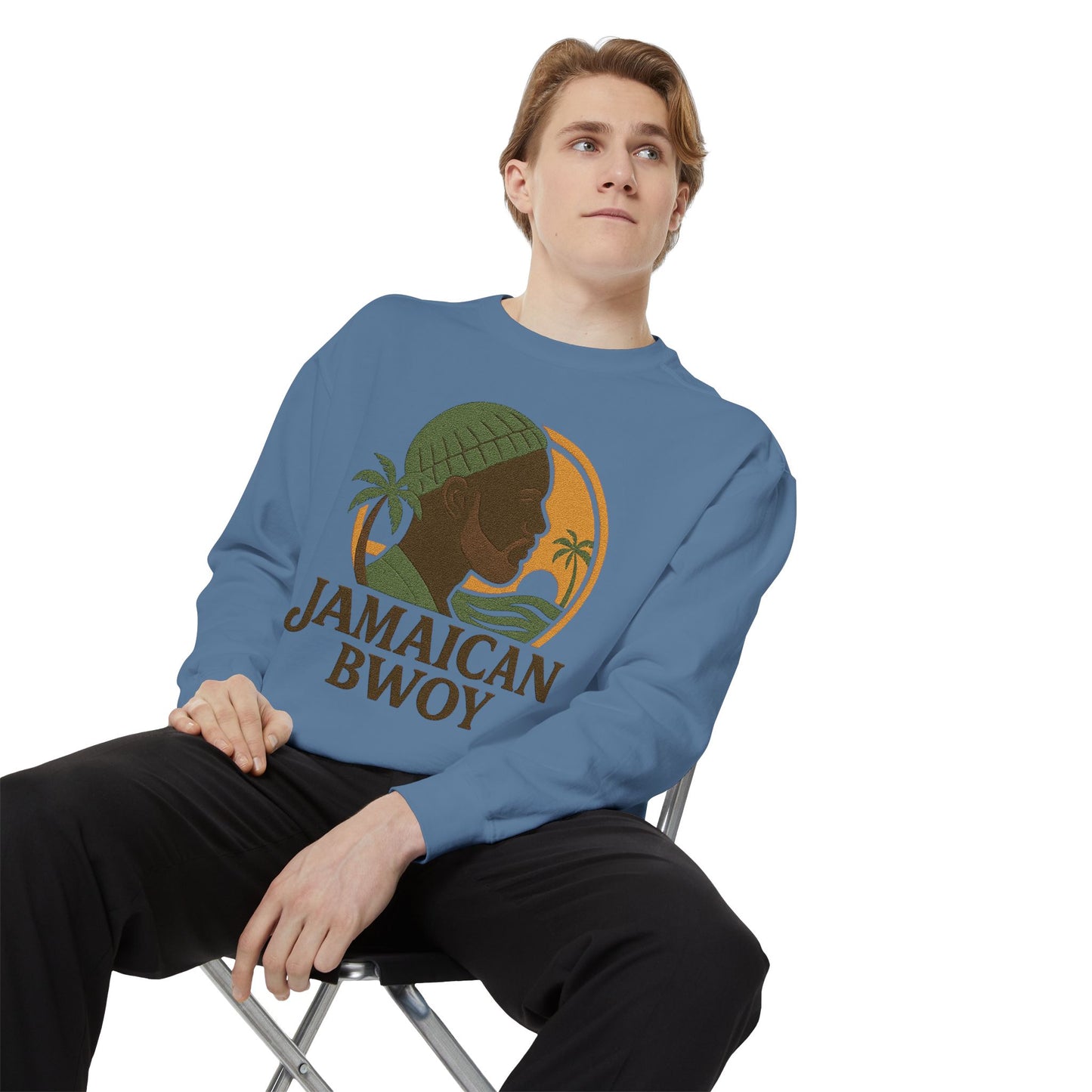 Jamaican Bwoy Sweatshirt, Cozy Unisex Pullover, Streetwear Style, Perfect Gift for Reggae Lovers, Summer Vibes Apparel, Gift for Him/Her