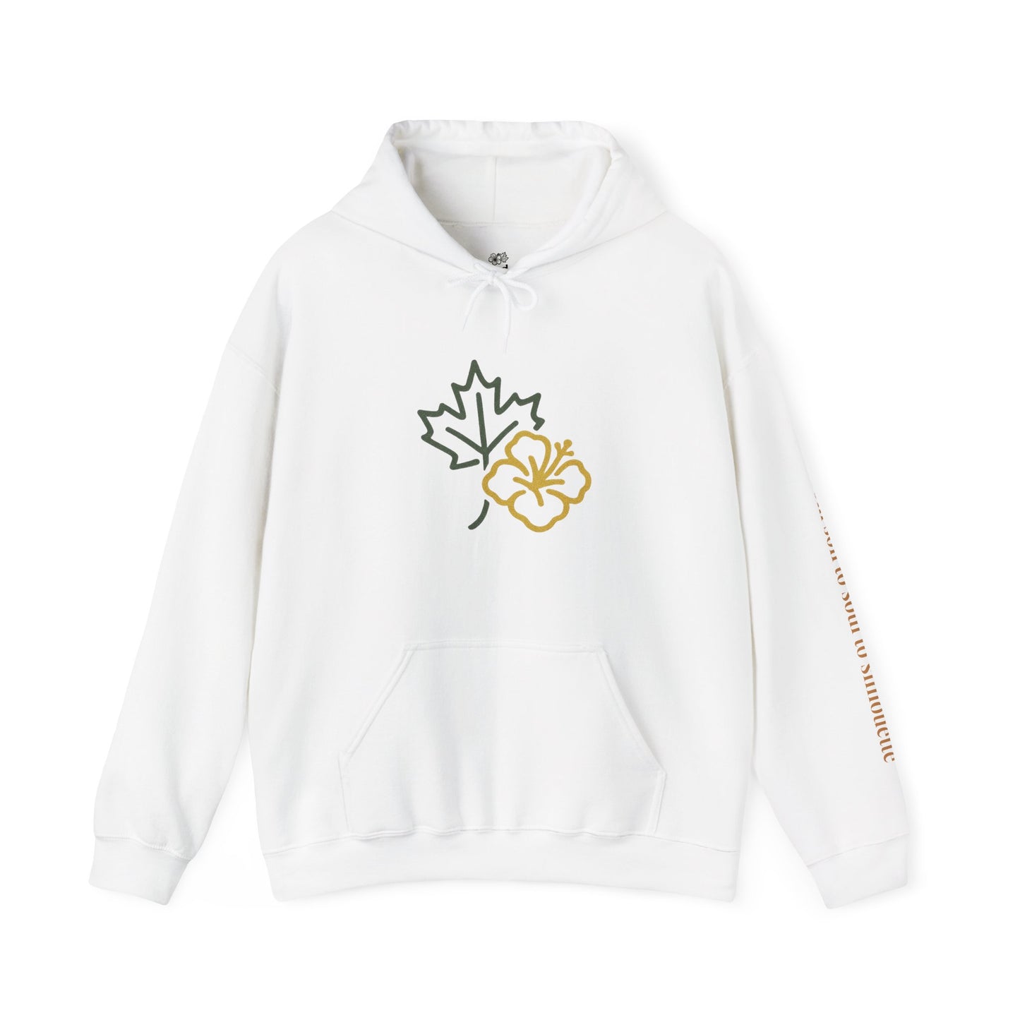 Maple Leaf & Hibiscus Hoodie, Cozy Fall Sweatshirt, Unisex Pullover for Nature Lovers, Perfect Gift for Thanksgiving, Unique Casual Wear