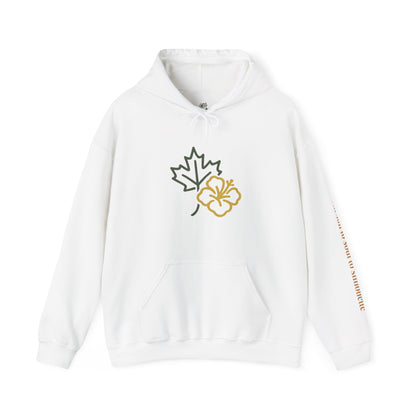 Maple Leaf & Hibiscus Hoodie, Cozy Fall Sweatshirt, Unisex Pullover for Nature Lovers, Perfect Gift for Thanksgiving, Unique Casual Wear