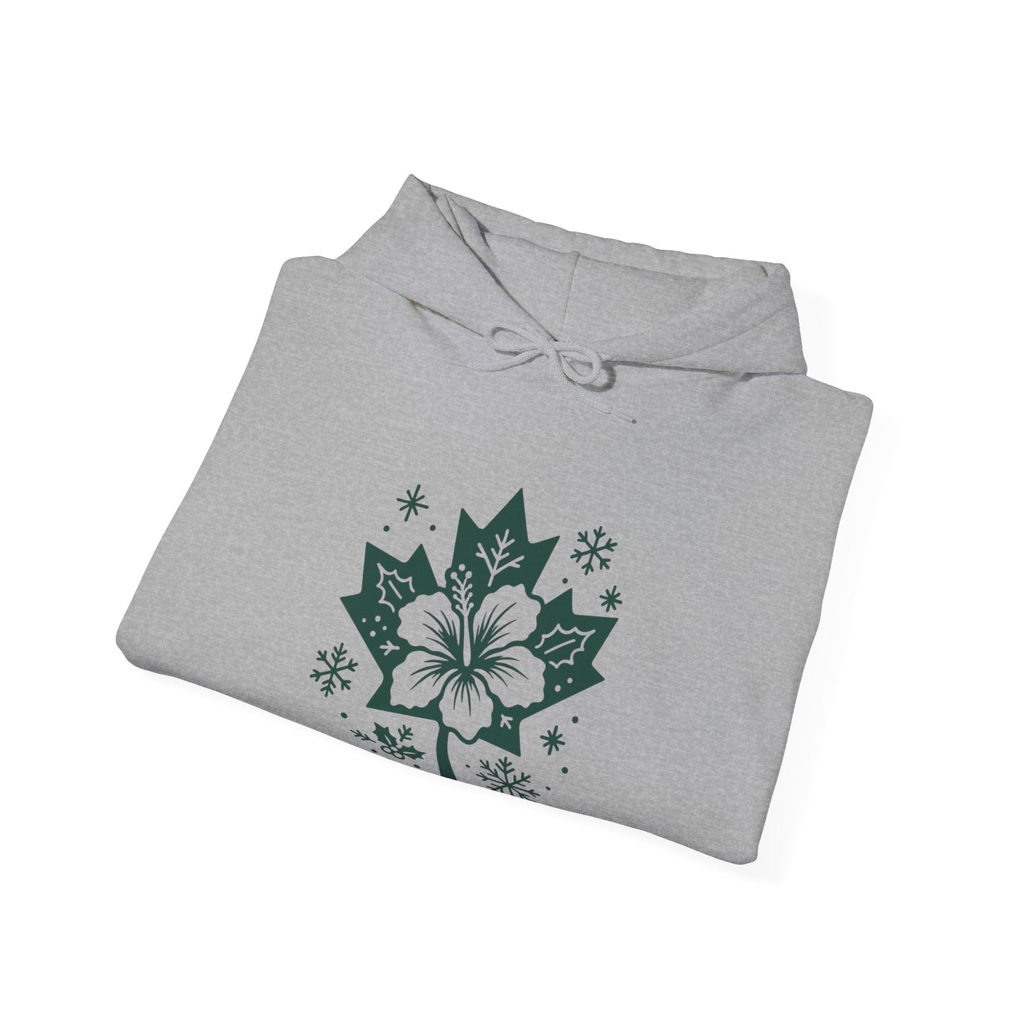 Maple Leaf Poinsettia Hoodie — Winter Floral Holiday Sweatshirt
