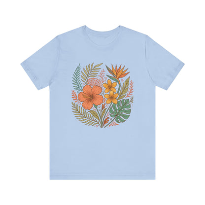 Floral Patterned Unisex Tee - Botanical Style, Summer Wardrobe Essential, Nature Lover Gift, Casual Wear, Eco-Friendly Fashion