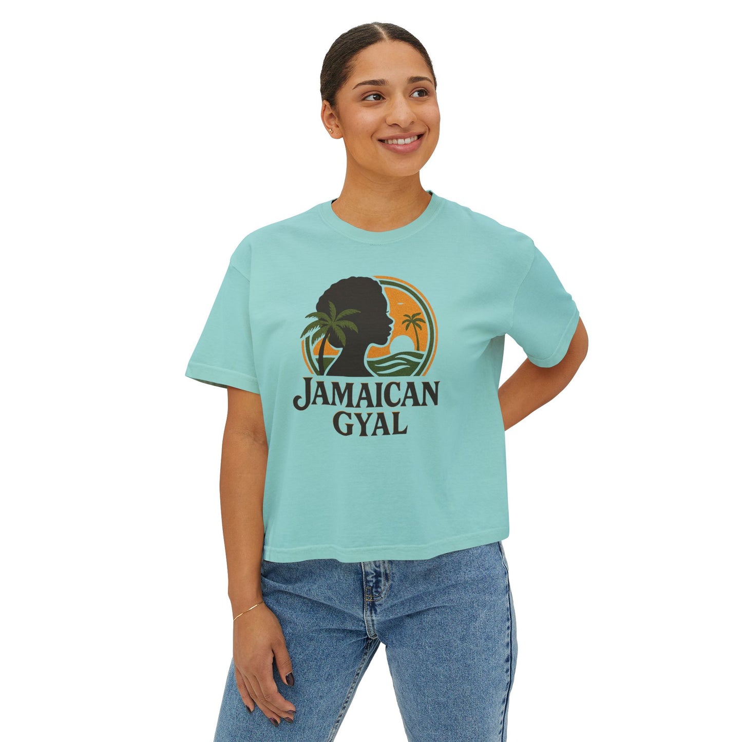 Jamaican Gyal Women's Boxy Tee - Retro Style T-Shirt, Casual Wear, Summer Top, Gift for Her, Vacation Essential