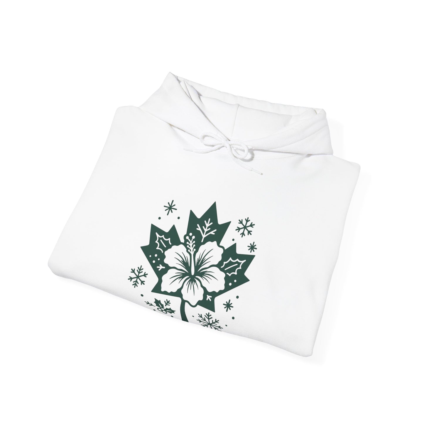 Maple Leaf Poinsettia Hoodie — Winter Floral Holiday Sweatshirt
