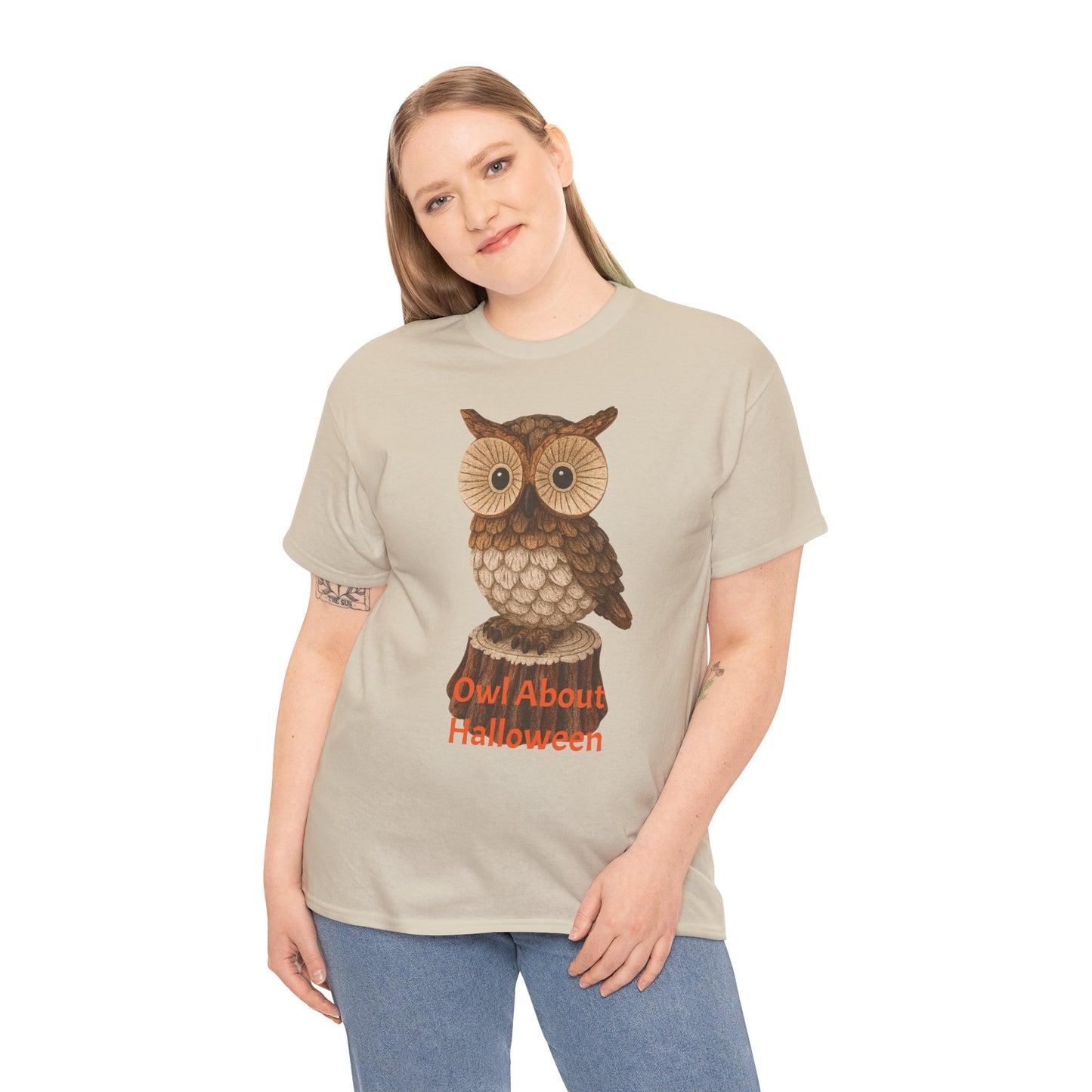 Halloween Owl Tee, Perfect for Fall Celebrations, Unisex Cotton Shirt, Cute Gift for Owl Lovers, Halloween Party Apparel, Fun Autumn Wear