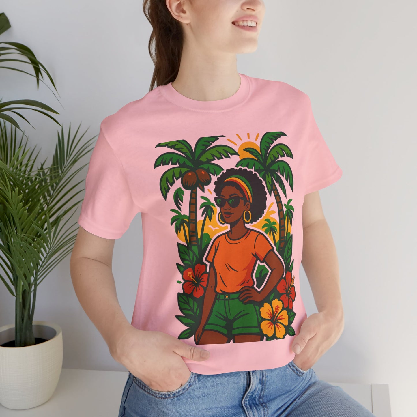 Tropical Vibe Tee, Summer Shirt, Vacation Outfit, Beach Lover Gift, Festival Wear, Floral Graphic T-Shirt