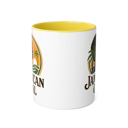Jamaican Gyal Accent Mug, 11oz Coffee Cup, African Heritage Gift, Tropical Drinkware, Caribbean Inspiration, Black Woman Art