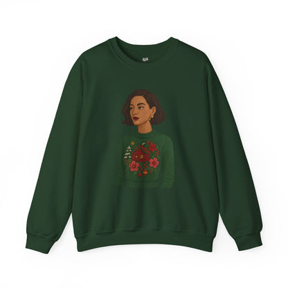 Cozy Holiday Floral Sweatshirt, Unisex Crewneck, Casual Gift, Winter Comfort, Christmas Apparel, Autumn Fashion, Everyday Style
