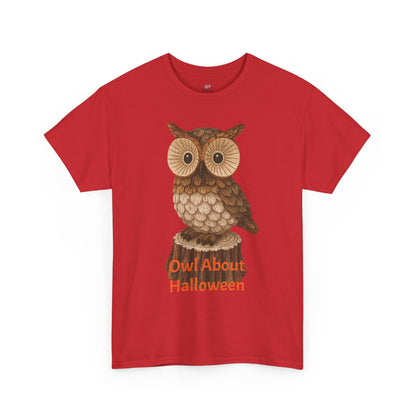 Halloween Owl Tee, Perfect for Fall Celebrations, Unisex Cotton Shirt, Cute Gift for Owl Lovers, Halloween Party Apparel, Fun Autumn Wear