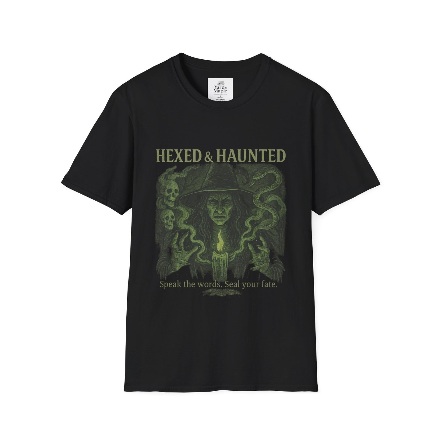 Hexed & Haunted Unisex Softstyle T-Shirt | Witchy Graphic Tee, Halloween Shirt, Spooky Apparel, Unique Gift, Casual Wear