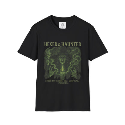 Hexed & Haunted Unisex Softstyle T-Shirt | Witchy Graphic Tee, Halloween Shirt, Spooky Apparel, Unique Gift, Casual Wear