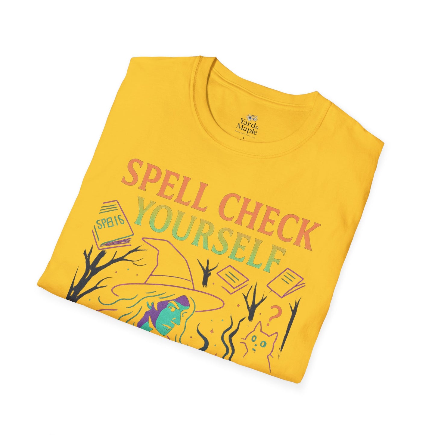 Spell Check Yourself Witchy T-Shirt, Fun Graphic Tee for Witch Lovers, Halloween Shirt, Cozy Casual Wear, Unisex Softstyle Tee
