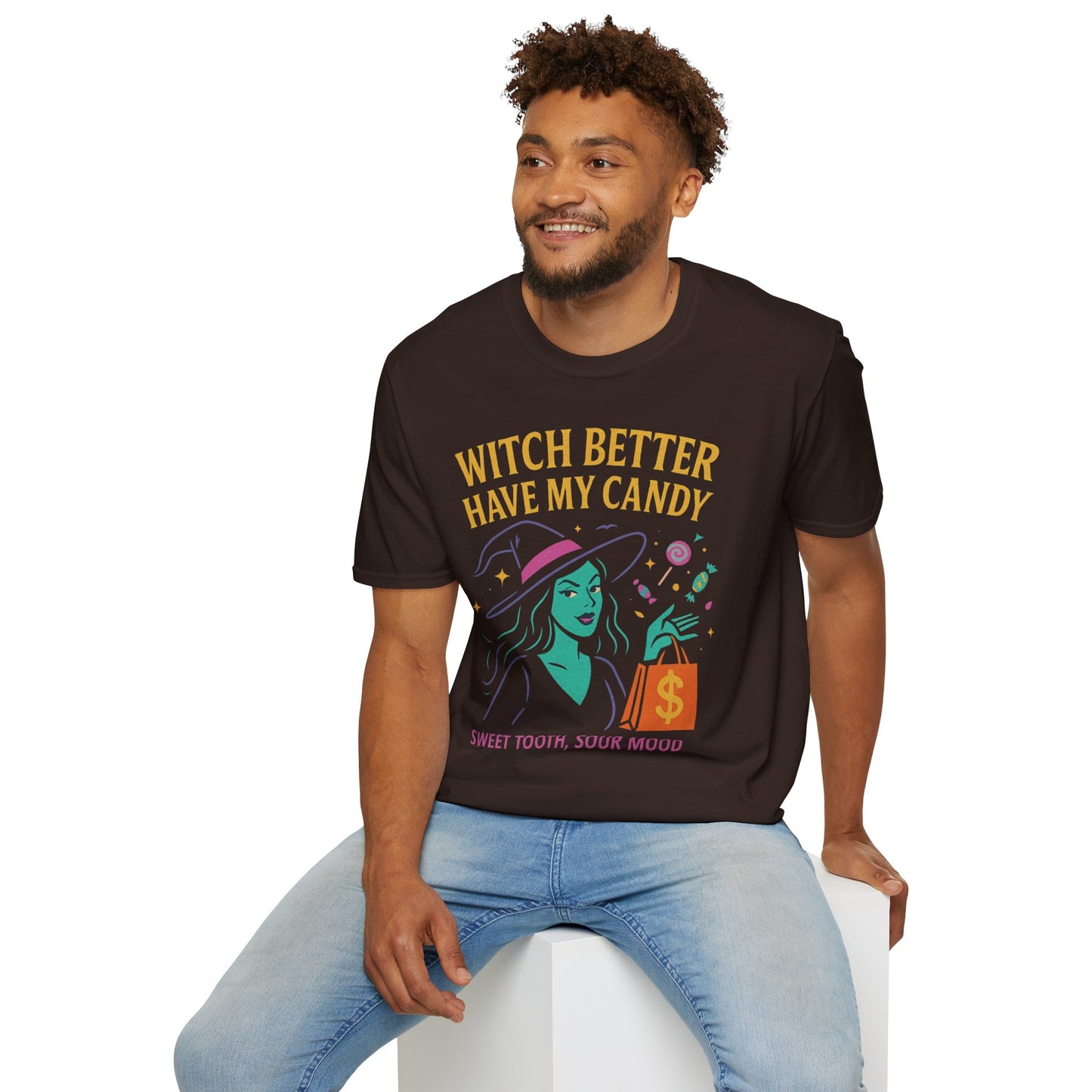 Witchy Candy T-Shirt, Halloween Apparel, Funny Halloween Shirt, Unisex Graphic Tee, Sweet Tooth Gift, Witch Costume Top