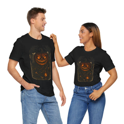 Halloween Pumpkin Tee, Unisex Jersey Short Sleeve Shirt, Fall Festival Apparel, Spooky T-Shirt, Trick or Treat Gift, Autumn Vibes