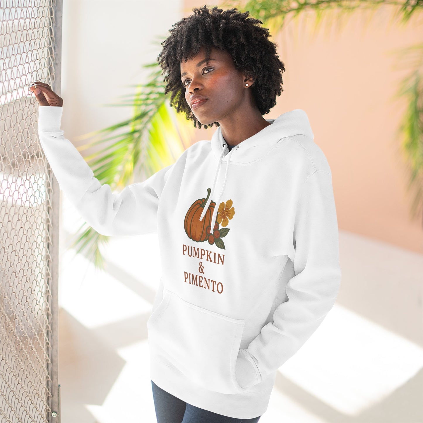 Pumpkin & Pimento Fleece Hoodie | Cozy Fall Sweater, Autumn Fashion, Comfortable Casual Wear, Gift for Pumpkin Lovers, Halloween Apparel