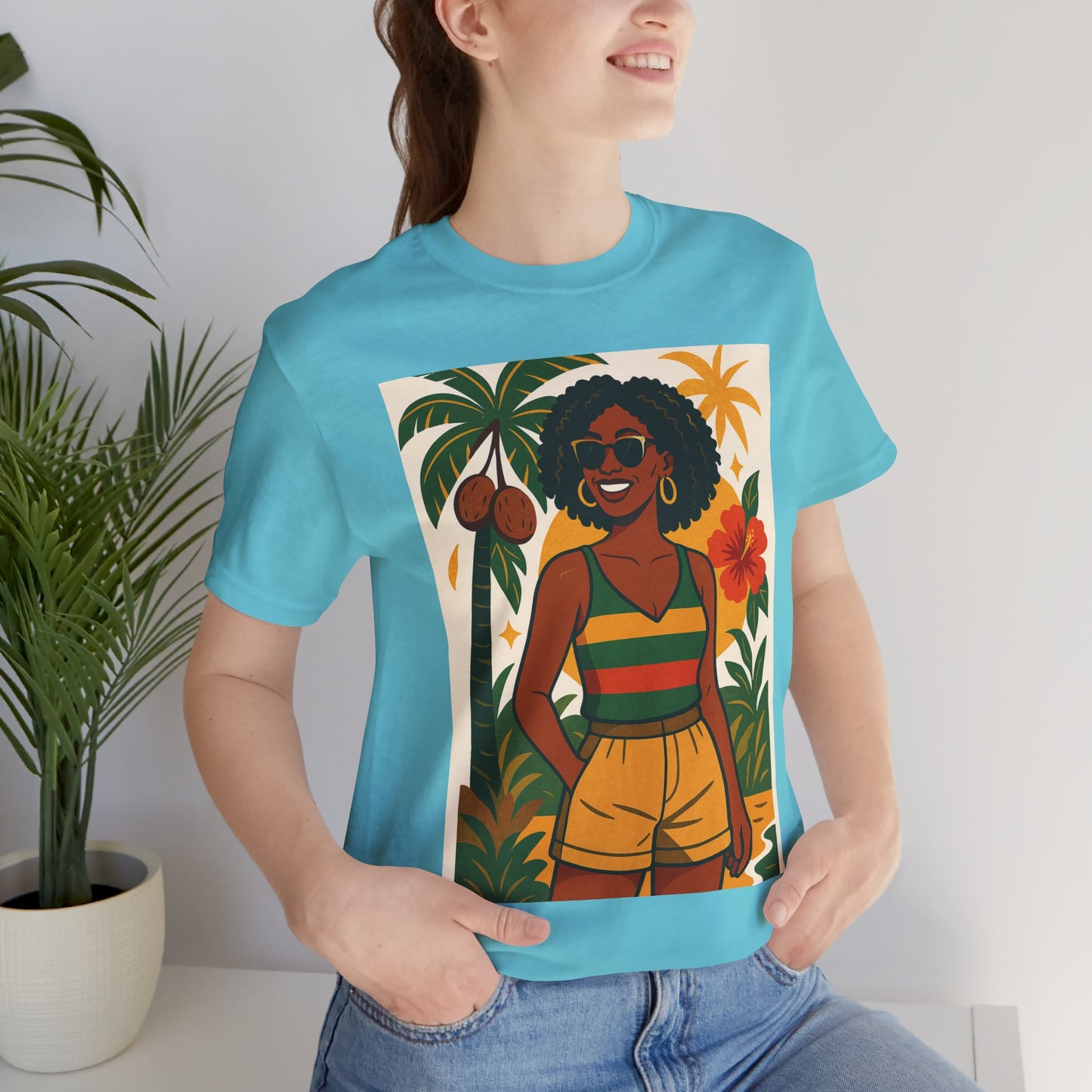 Tropical Graphic Tee for Summer Vibes, Beach Wear, Vacation Style, Graphic T-Shirt for Women, Summer Gift, Casual Outfit
