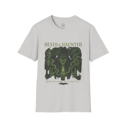 Hexed & Haunted Unisex Softstyle T-Shirt | Witchy Graphic Tee, Halloween Shirt, Spooky Apparel, Unique Gift, Casual Wear