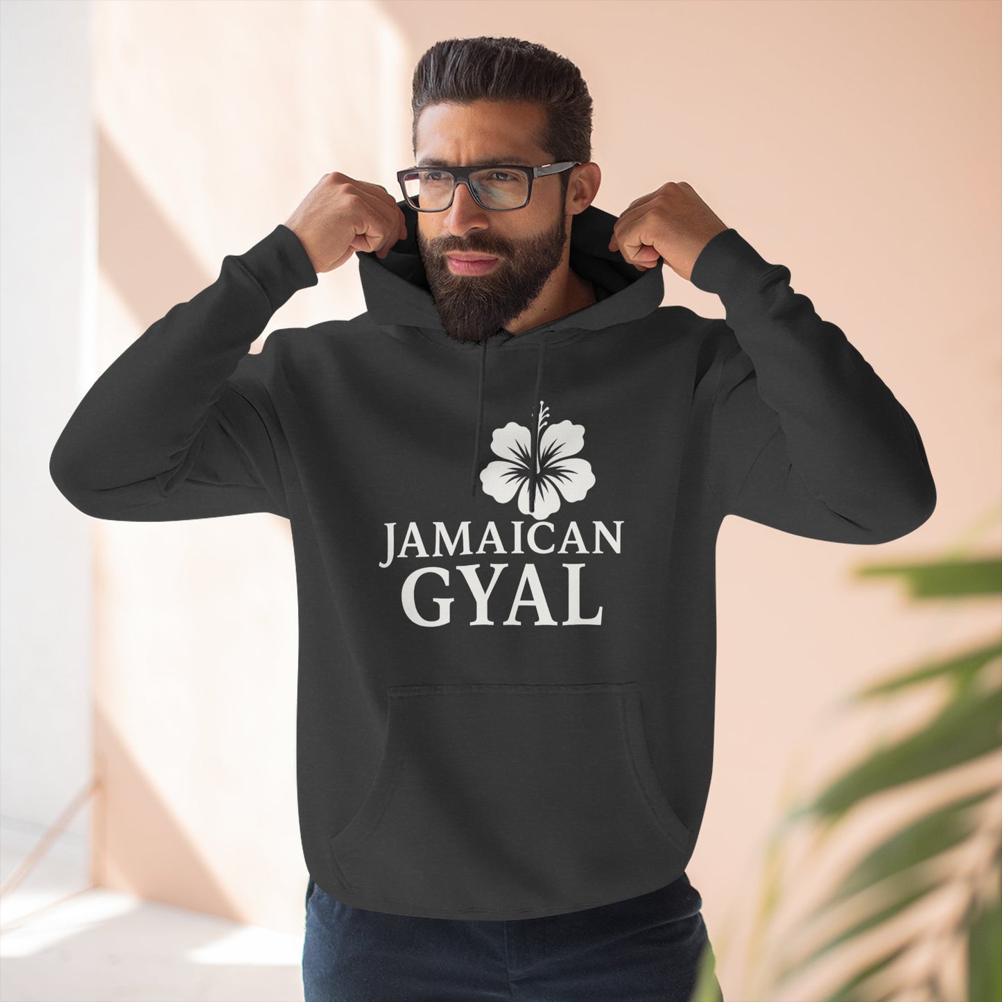 Jamaican Gyal Hoodie — Tropical Hibiscus Graphic Fleece Pullover