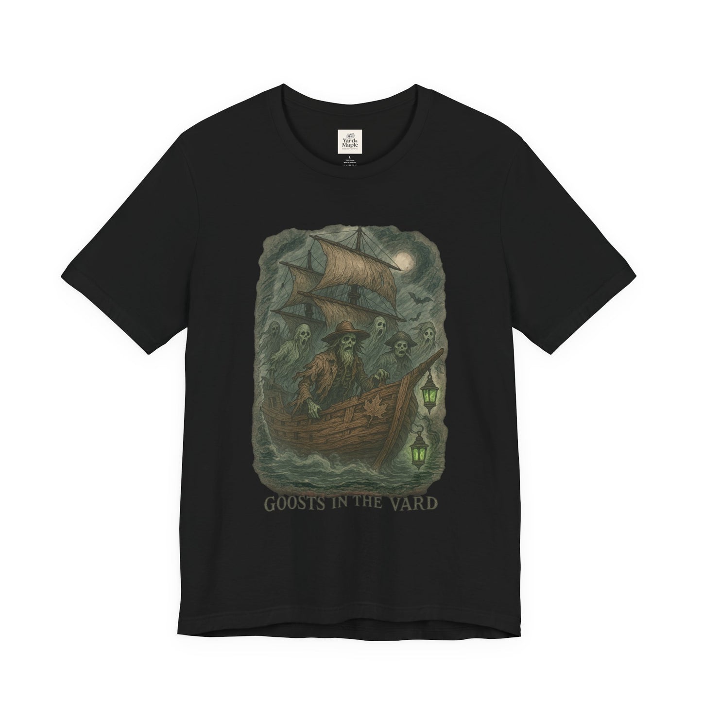 Haunted Ship Short Sleeve Tee - Spooky Halloween T-Shirt, Ghosts in the Yard Design, Unisex Shirt, Perfect for Trick or Treat, Ghost [...]