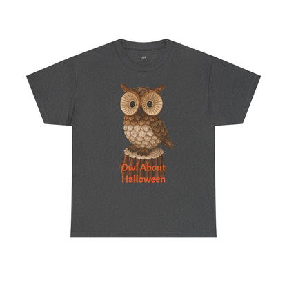 Halloween Owl Tee, Perfect for Fall Celebrations, Unisex Cotton Shirt, Cute Gift for Owl Lovers, Halloween Party Apparel, Fun Autumn Wear