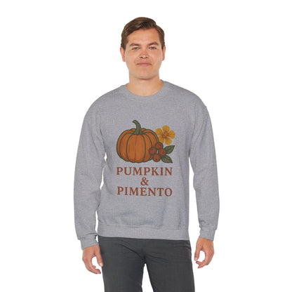 Pumpkin & Pimento Crewneck Sweatshirt, Cozy Fall Sweatshirt, Unisex Autumn Apparel, Thanksgiving Gift, Seasonal Fashion