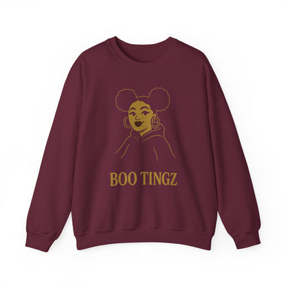 Boo Tingz Crewneck Sweatshirt - Cozy Unisex Gift, Casual Wear, Halloween Outfit, Everyday Comfort, Trendy Streetwear