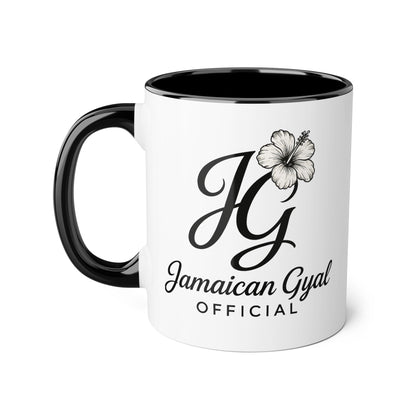 Jamaican Gyal Accent Mug, 11oz Coffee Cup, Floral Design, Gift for Her, Caribbean Culture, Tea Mug, Unique Drinkware