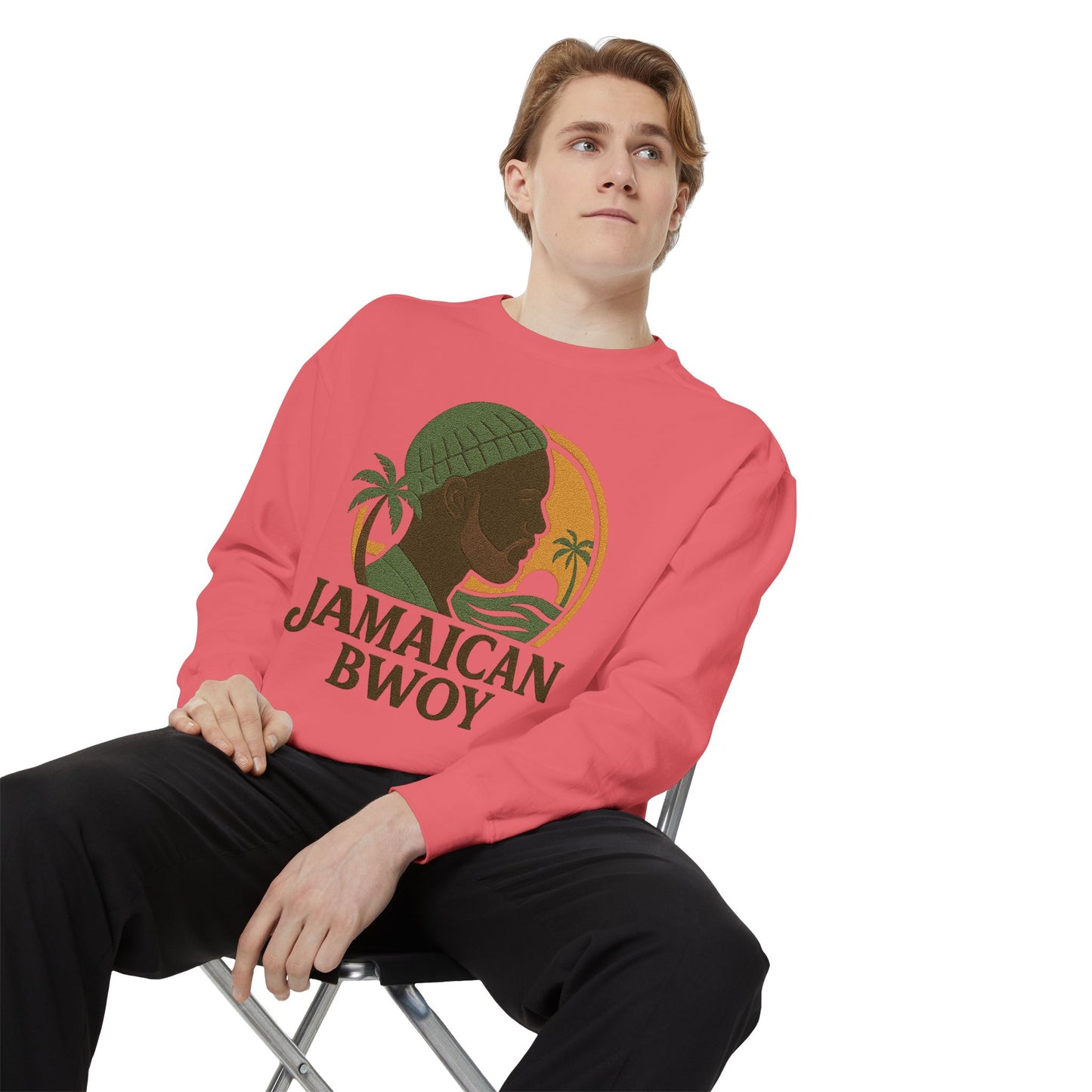 Jamaican Bwoy Sweatshirt, Cozy Unisex Pullover, Streetwear Style, Perfect Gift for Reggae Lovers, Summer Vibes Apparel, Gift for Him/Her