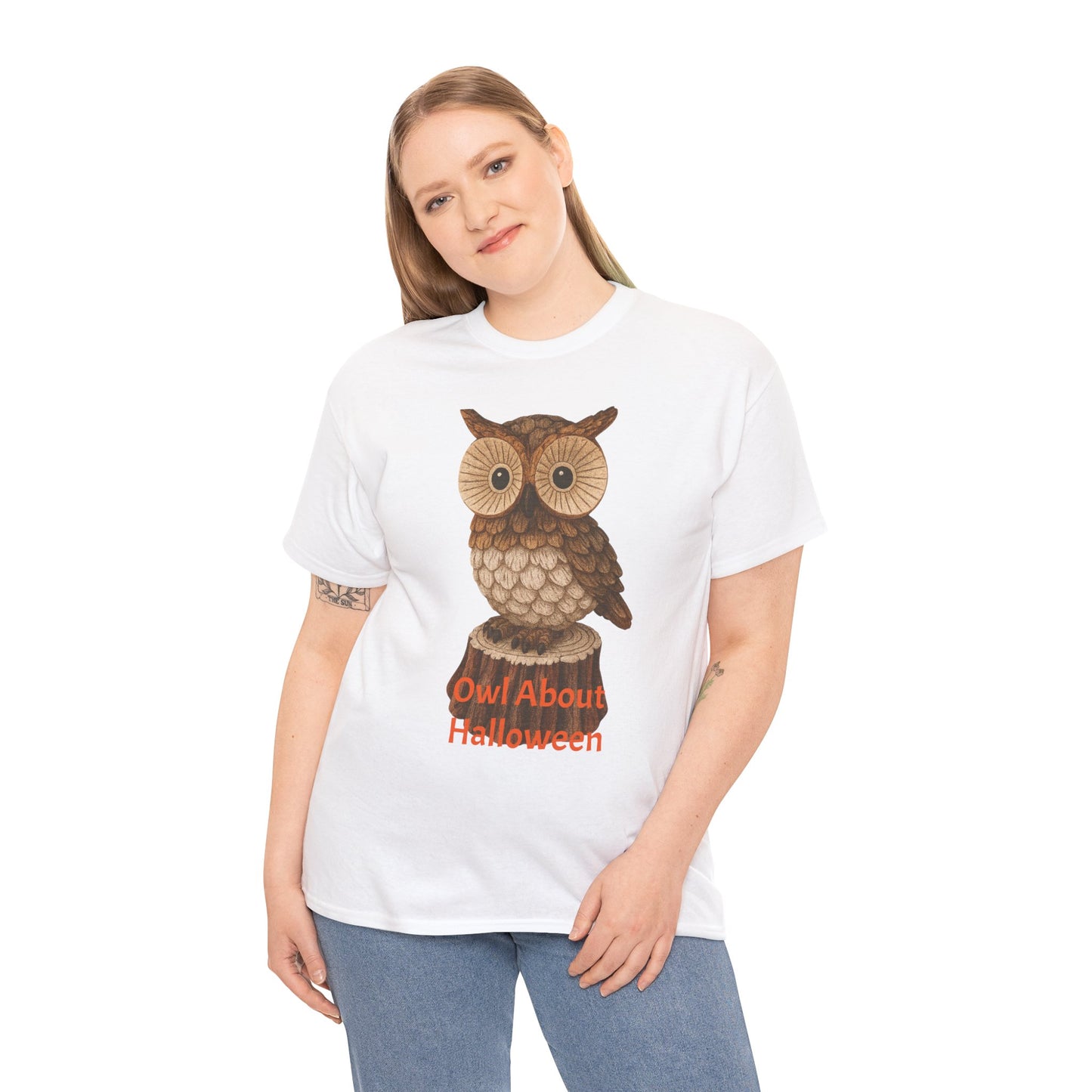 Halloween Owl Tee, Perfect for Fall Celebrations, Unisex Cotton Shirt, Cute Gift for Owl Lovers, Halloween Party Apparel, Fun Autumn Wear