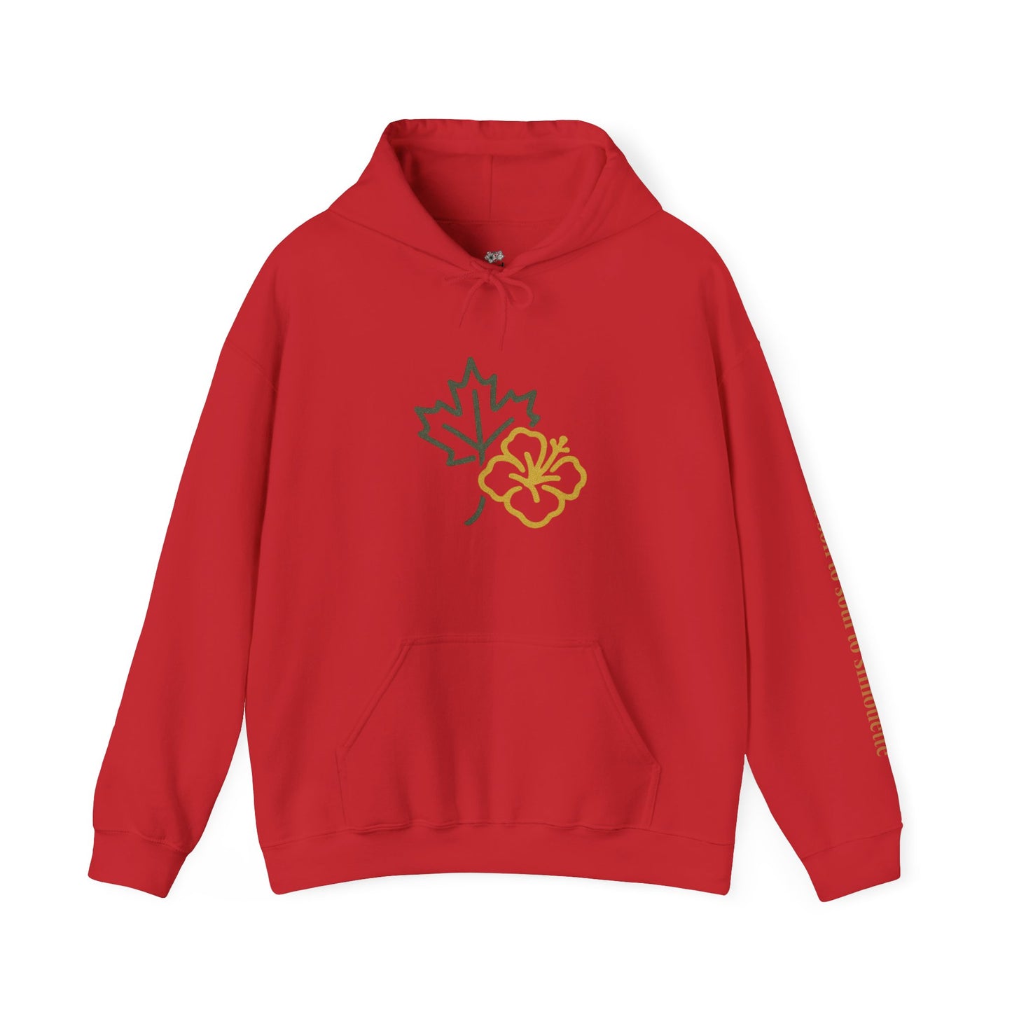 Maple Leaf & Hibiscus Hoodie, Cozy Fall Sweatshirt, Unisex Pullover for Nature Lovers, Perfect Gift for Thanksgiving, Unique Casual Wear