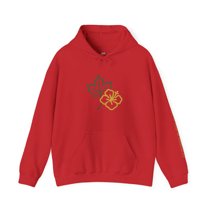 Maple Leaf & Hibiscus Hoodie, Cozy Fall Sweatshirt, Unisex Pullover for Nature Lovers, Perfect Gift for Thanksgiving, Unique Casual Wear