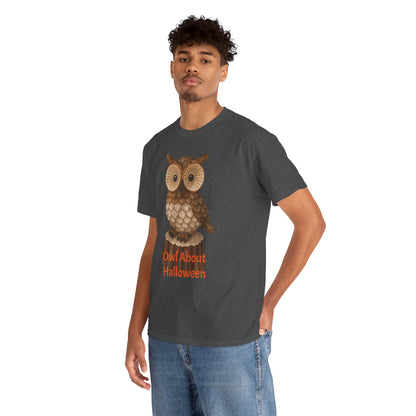 Halloween Owl Tee, Perfect for Fall Celebrations, Unisex Cotton Shirt, Cute Gift for Owl Lovers, Halloween Party Apparel, Fun Autumn Wear