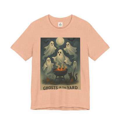 Ghosts in the Yard Tee - Spooky Unisex Short Sleeve Shirt, Halloween Shirt, Ghost Design, Casual Halloween Wear, Gift for Ghost Lovers