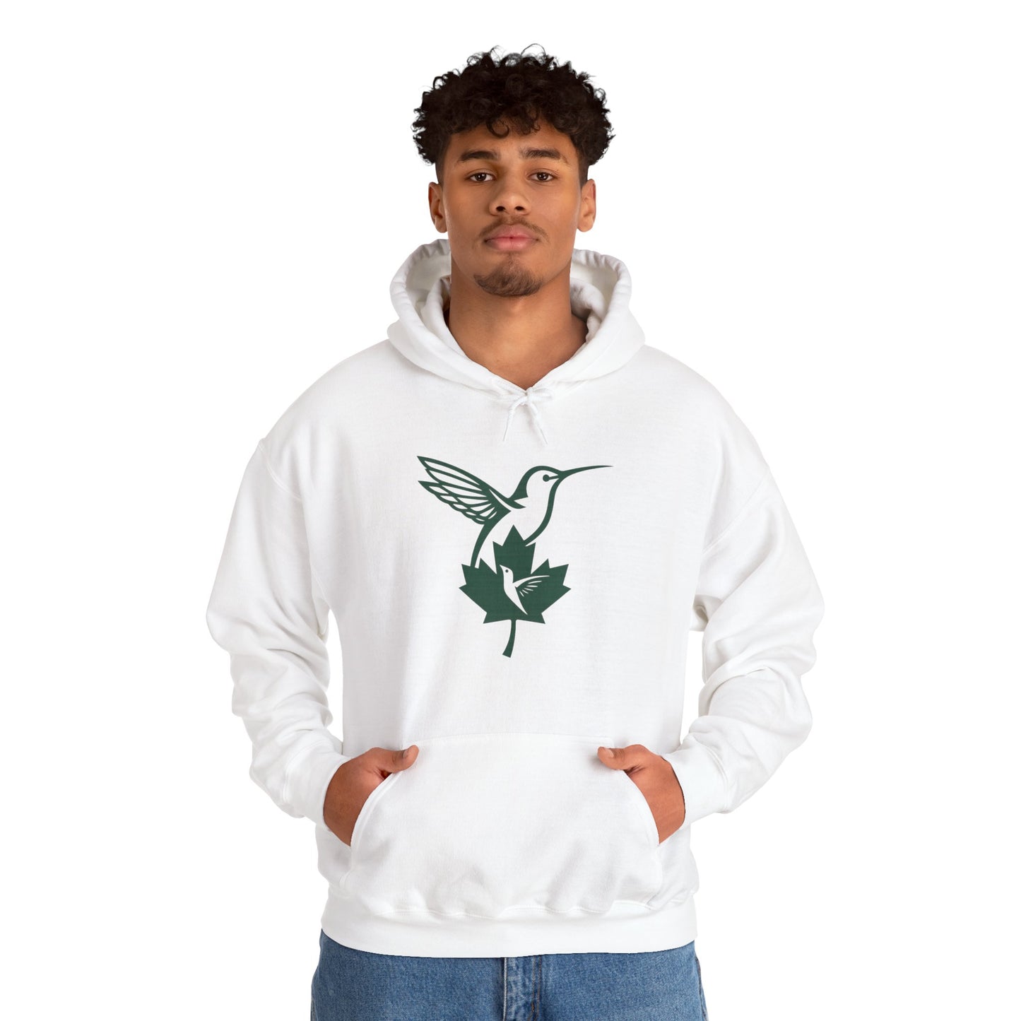 Hummingbird & Maple Leaf Hoodie — Nature-Inspired Cozy Pullover