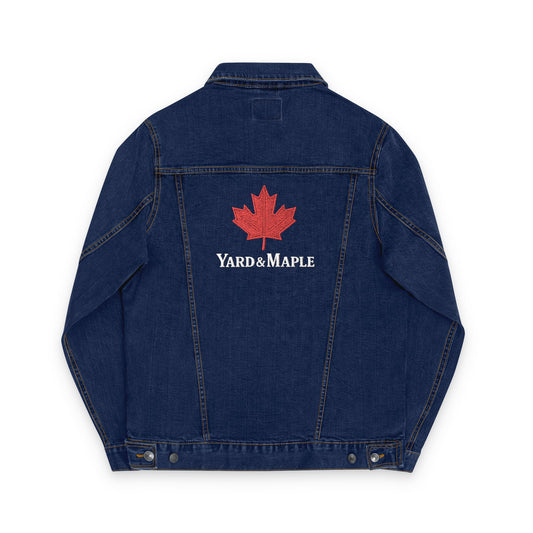 Maple Leaf Embroidered Unisex Denim Jacket | Fall Fashion, Casual Outwear, Gift for Her, Street Style, Autumn Wear