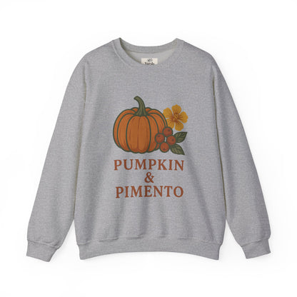 Pumpkin & Pimento Crewneck Sweatshirt, Cozy Fall Sweatshirt, Unisex Autumn Apparel, Thanksgiving Gift, Seasonal Fashion